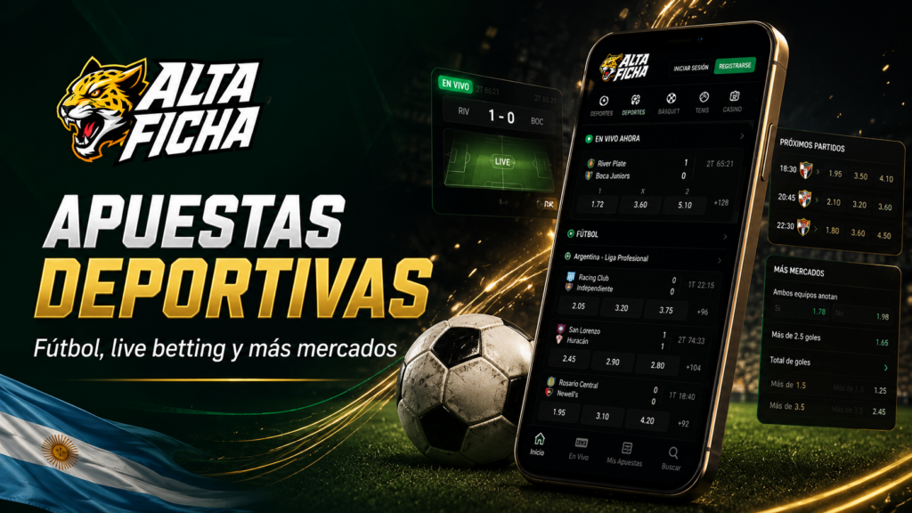 Apuestas deportivas de Altaficha Argentina con fútbol, apuestas en vivo, cuotas y mercados deportivos