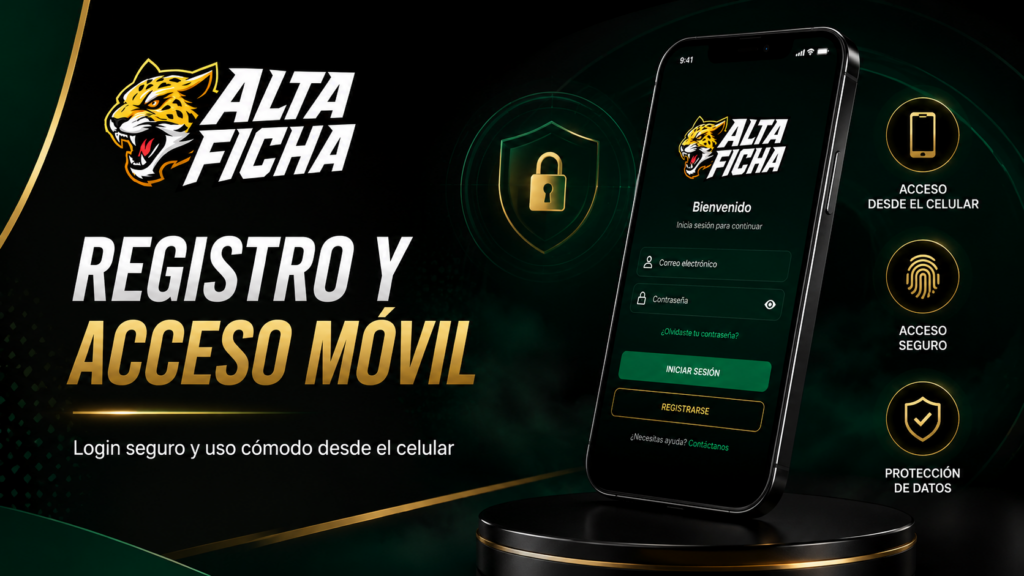 Registro, login y acceso móvil de Altaficha con inicio de sesión seguro, protección de datos y uso desde el celular