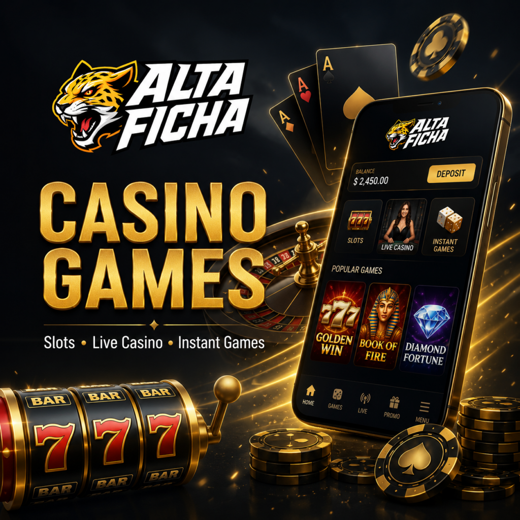 Altaficha casino games including slots, live casino and instant games